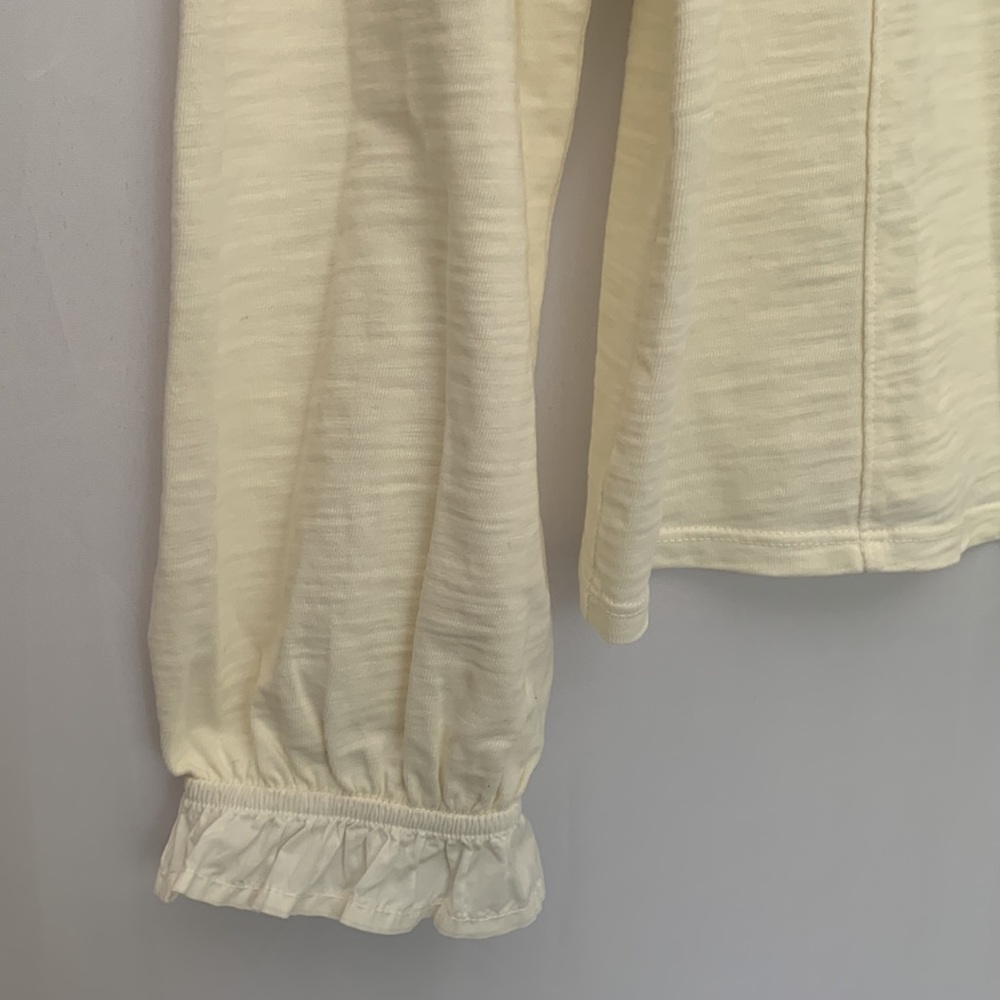 Nation LTD Ivory Gold Edwardian Snap Front Ruffle V-Neck Top Size L | - Picture 9 of 16